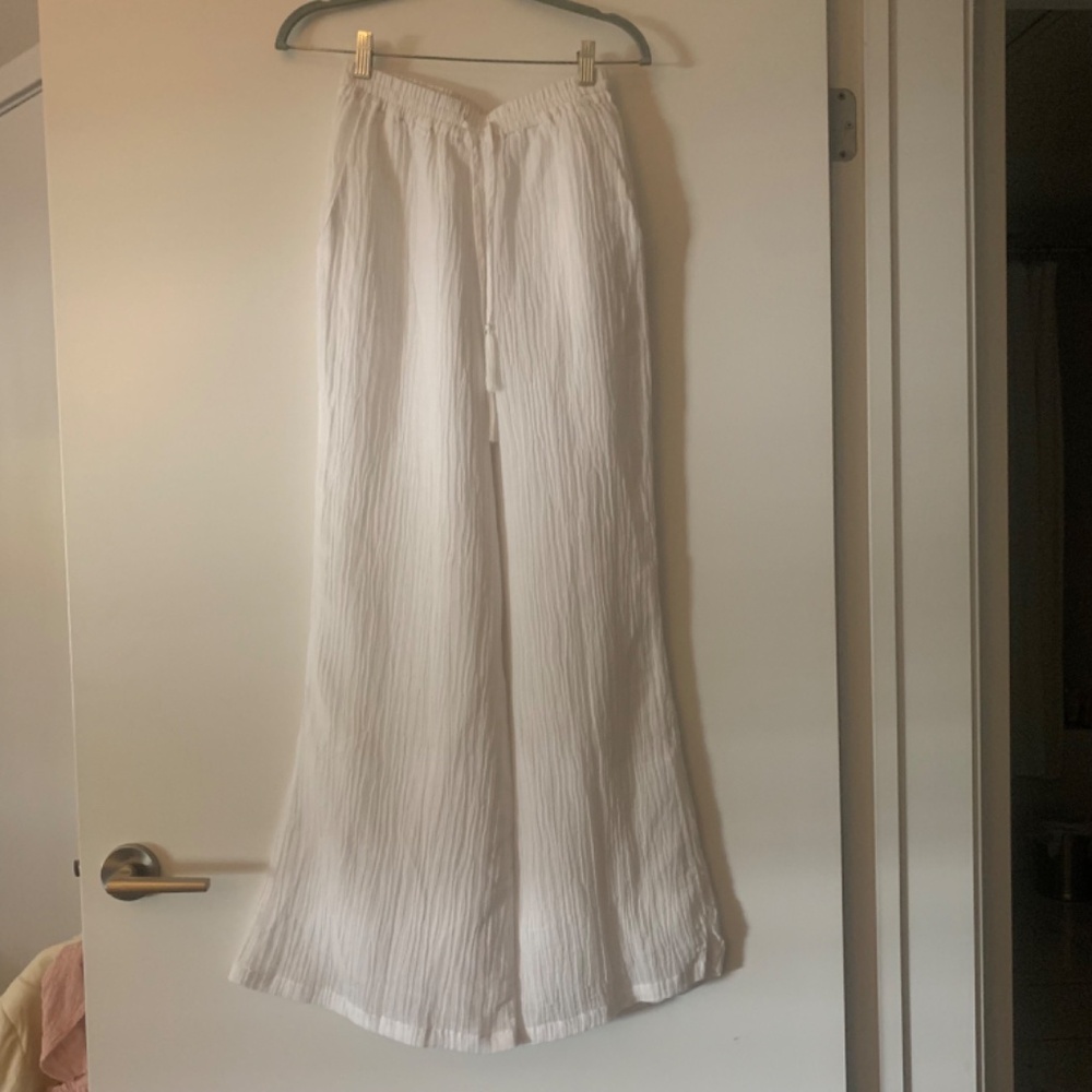 Monday Swimwear Tahiti Pant - White Crinkle Linen NWT